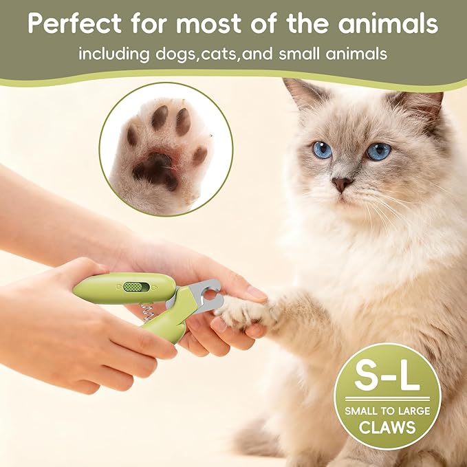 Dog Nail Clippers,Dog Nail Trimmers for Small Medium Dogs and Cats - Professional Grooming Tool with Safety Lock, Sharp Stainless Steel Blade Prevents Splitting，Includes Nail File (Green-mini)