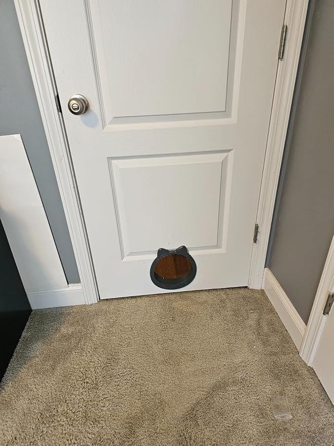 Large Cat Door Interior Door, No-Flap Cat Door for Interior Door, Pet Door for Cats, Easy DIY Setup, No Training, Up to 22 LBS, Easy to Install(Smoky Gray)