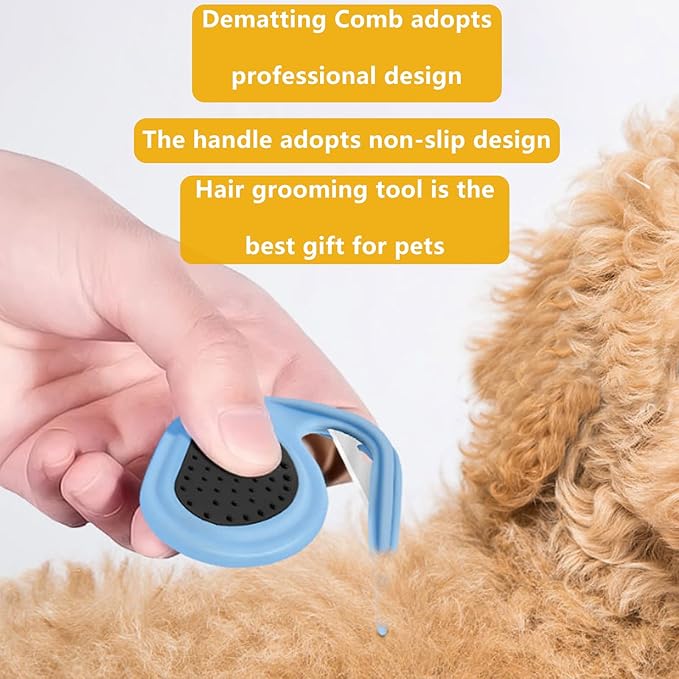 2 PCS Professional Dog Dematting Comb & Undercoat Rake - Pet Grooming Tool for Mats, Tangles & Shedding, Gentle Detangler Brush for Dogs & Cats (Blue & Green)
