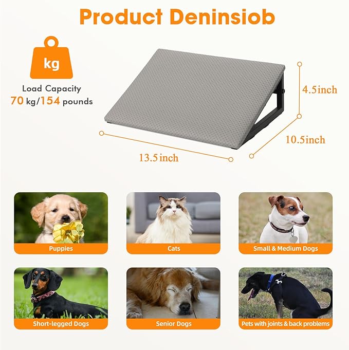 3 PCS Dog Ramps for Staircase - LitaiL Pet Stairs for Staircase with Anti-Slip Bottom Suitable for Small Dogs, 3 Packs Extra Wide Metal Frame Dog Ramp for Injured and Older Pets (Grey)