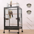 xixi-home Clear Parrot Cage,Metal Bird Cage Ornamental Cage -with Play Top and Wheel,Large Birdcage Flying Birdcage for Outdoors for Parakeet,Lovebirds,Cockatiels(Type B - Black)