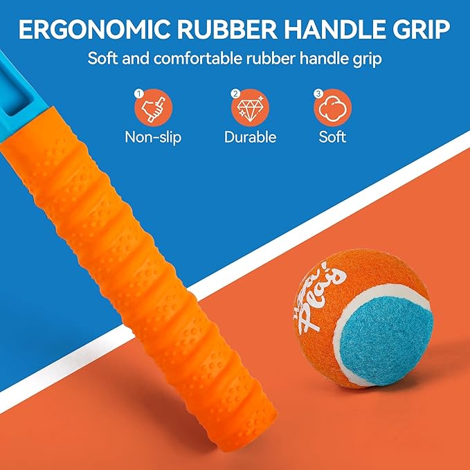 ALL FOR PAWS 19.3“ Dog Ball Launcher, Balls Thrower with Ergonomic Handle, Dog Fetch Toy with Medium Ball(2.5"), for Dogs 20-60 Pounds