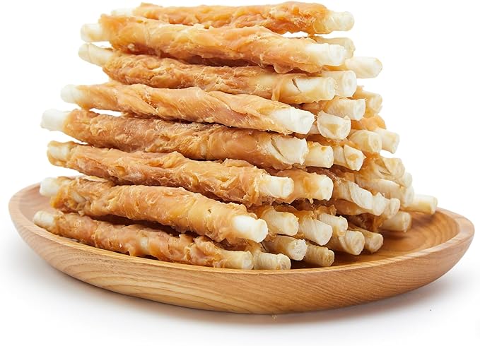Jungle Calling 52 Count Chicken Wrapped Rawhide Sticks Dog Treats, High-Protein, 5 Inch Digestible Dog Chews for Small & Medium Dogs, Grain Free Training Snacks, 21.2 oz