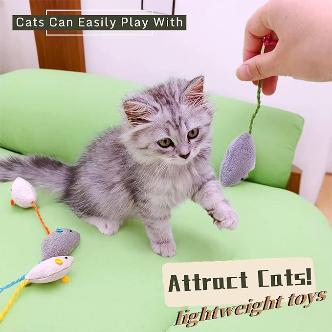 Cat Toys, 4 Pack Plush Catnip Cat Mouse Toy Interactive Cat Toy for Bored Indoor Adult Cat Play, Kitten Feline Chew Toy 5.91” Realistic Design Mini Mice Toy, 4 Assorted Colors, Value Pack