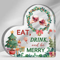 Toerifer Christmas Heart Shape Acrylic Sign, 3.9" x 3.9" Paperweight, Red, Vintage Style, Tabletop, Home & Office Decor, Seasonal Gift