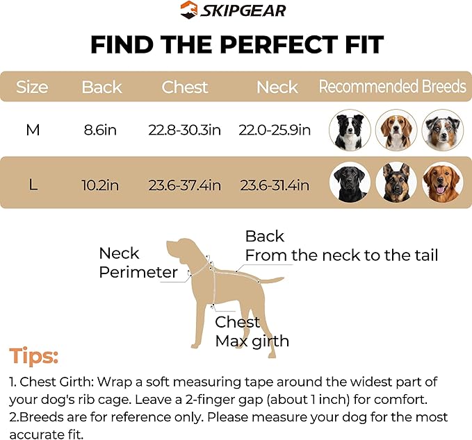 Dog Backpack for Day Hiking, Lightweight 2-in-1 Detachable Saddle Bag with Breathable Harness Vest, No-Flop Dog Daypack for Medium & Large Dogs to Carry Essentials (Medium)