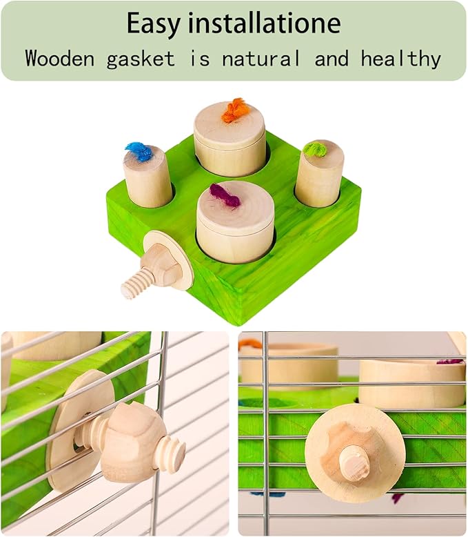 Birdie Puzzle Feeder - Interactive Foraging Toy for Parrots, Parakeets, Cockatiels, Conures | Mental Enrichment & Stimulation Game to Prevent Boredom (Green)