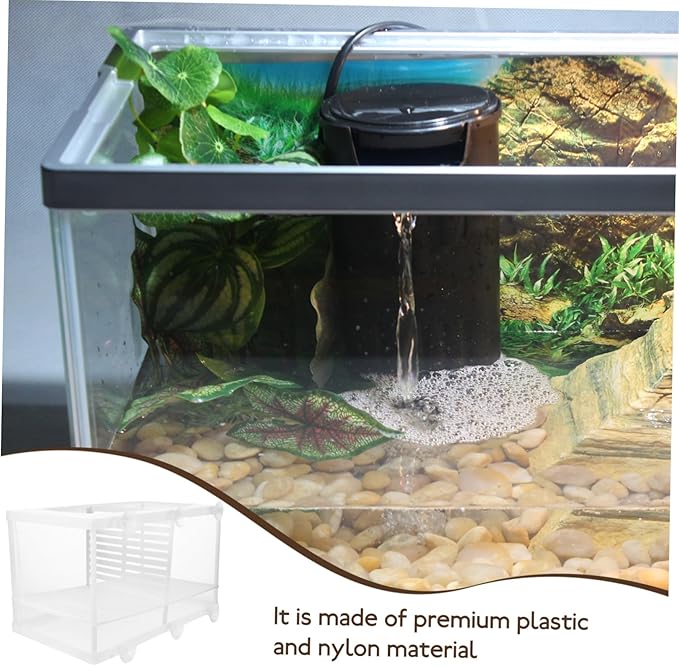 2Pcs Fish Tank Breeding Box with Suction Cup Aquarium Isolation Net and Partition Large Capacity Fish Hatchery Incubator for Separating Fish and Improving Survival Rate