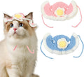 2 PCS Flower Cute Knit Pet Hat, Soft Knitted Cat Bunny Costume Halloween Easter Christmas, Small Accessory Hats for Kitten Pet Rabbits Dog Guinea Pig Daily Dress Up (Blue, Pink)