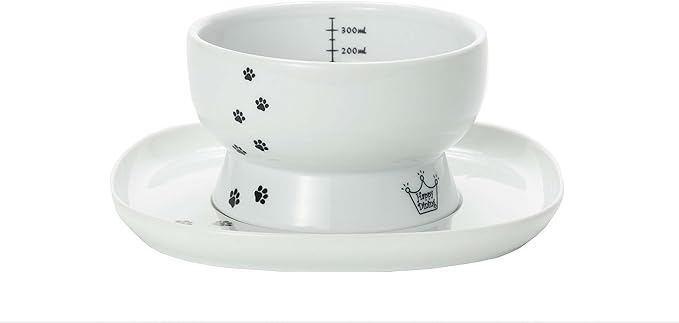 Necoichi Raised Cat Bowl Dining Tray (White, Single)
