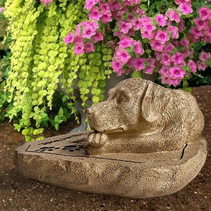 Lily's Home Pet Memorial Stone - Cat or Dog Grave Marker - Durable Waterproof Garden Memorial Stone for Indoor and Outdoor Use - Sympathy Gift for Pet Loss - Dog