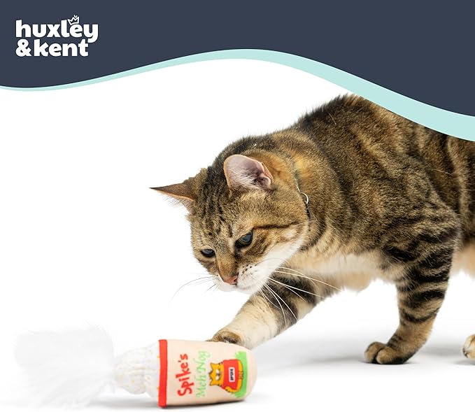 Huxley & Kent Plush Cat Toy - Holiday Interactive Catnip Toy for Cats & Kittens - Soft with Crinkle & Catnip - Fun Indoor Play - Meh Nog