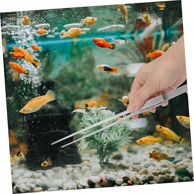POPETPOP Stainless Steel Tweezer for Aquarium Aquatic Plant Tool Set Ideal for Fish Tank Care
