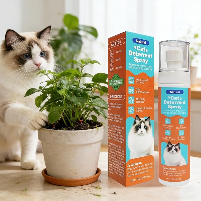 Cat Deterrent Spray, Natural Cat Repellent Spray with Citrus Scent, Traning Aid for Urine Marking & Anti-Scratch, Safe for Furniture, Plant & Rugs (Orange)