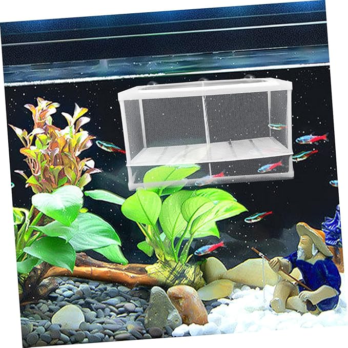 Aquarium Fish Breeding Box with Divider Fish Net for Fry Hatching Durable Separation Net Increases Survival Rate