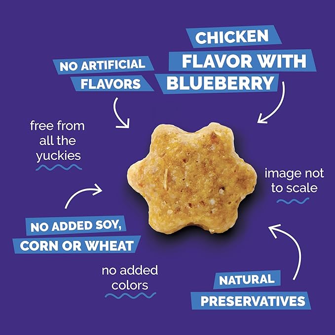 Fruitables Cat Treats, Healthy Treats For Cats, Low Calorie and Packed with Protein, Crunchy Biscuits, No Wheat, Corn or Soy, Made with Real Chicken and Blueberry, 2.5oz