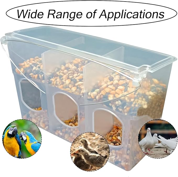 Automatic Pigeon Bird Feeder Water, 2 Pack Plastic Feeder Water Dispenser Drinkers for Cage, No Mess Hanging Parrot Food Feeding, Cage Accessories for Parakeet Quail Bird Chicken (3 Hole-Iron Wire)
