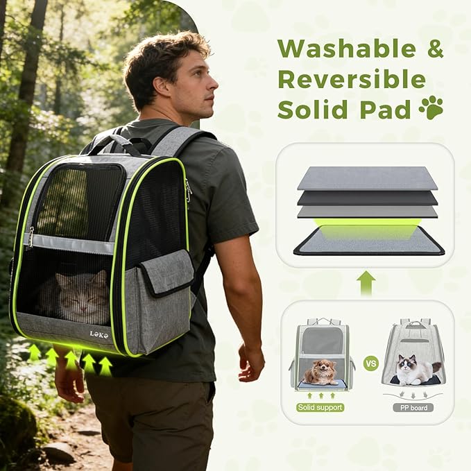 Lekereise Cat Backpack Carriers, Dog Carrier Backpacks with Breathable Mesh for Small Medium Cats Dogs Puppy Up to 17 Lbs, Pet Foldable Carrying Backpack Ventilated for Travel Hiking Collapsible