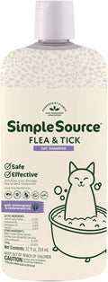 SimpleSource® Flea & Tick Shampoo for Cats, Powered by Plants, Kills Fleas, Flea Eggs, Flea Larvae, Ticks, & Mosquitos, Cleans & Deodorizes, 12oz Bottle