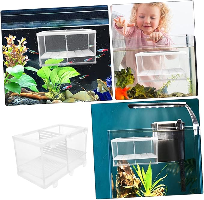 Aquarium Fish Breeding Box with Divider Fish Net for Fry Hatching Durable Separation Net Increases Survival Rate