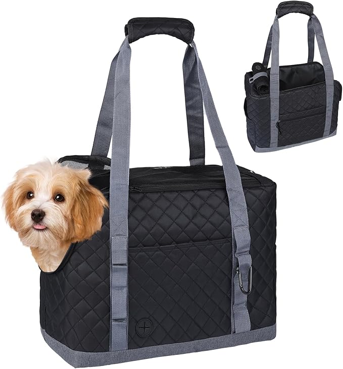 Dog Carriers for Small Dogs Puppy Purse Carrying Bag for Dog 0-11lbs Tote Bag Carrier with Pocket for Cat,Dog,Rabbit Under 11lbs Outdoor Puppy Carrier (Black, L15 * W7.5 *H 11.8 ")