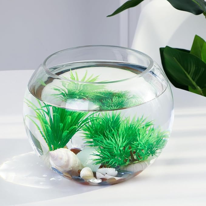 HOMSFOU Glass Fish Bowl Bubble Goldfish Bowl Round Glass Jar Terrarium Globe Flower Vase Hydroponic Planter Fish Tank Candy Jar Wishes Bottle for Micro Landscape 20cm