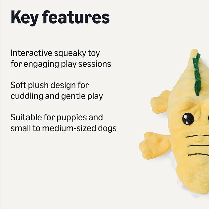 Amazon Basics Monkey and Alligator Interactive Dog Squeak Plush Toys, 2 Pack, Ideal for Puppies, Small and Medium Dogs