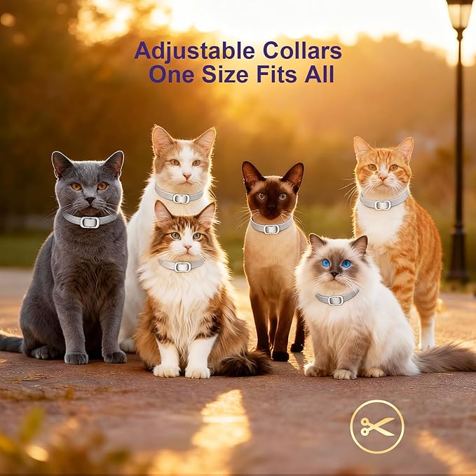 Flea and Tick Collar for Cats (4 Pack), Plant-Powered with Natural Essential Oils, Water-Resistant, Adjustable for All Cats & Kittens (Gray)