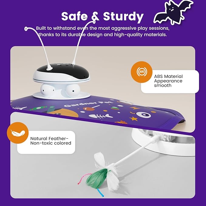 Gardner Pet Cat Laser Toys,USB Chargeable 5 in1 Hide and Seek Automatic Interactive Toy,Moving LED Red Dot&Ambush Feather Play,Track Balls,Kitten Exercise Toy for Indoor Cats 24 Inch Cover,Purple