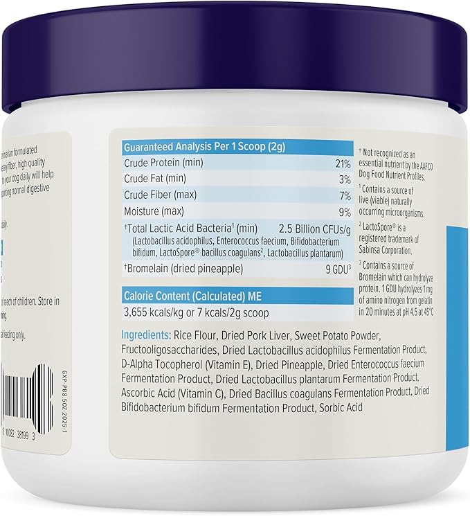 Vetnique Glandex Daily Probiotics for Dogs with Prebiotics to Support Gut Health with Fiber and Digestive Enzymes, Dog Probiotic Powder (8.5oz Powder, Pork Powder)