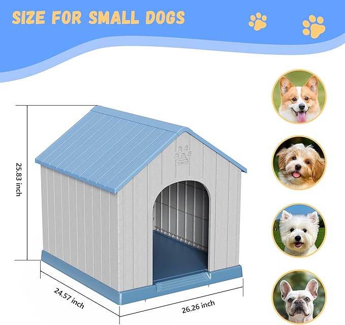 DRATO Dog House Resin Outdoor Dog Kennel - Weatherproof Small Dog House for Indoor Use