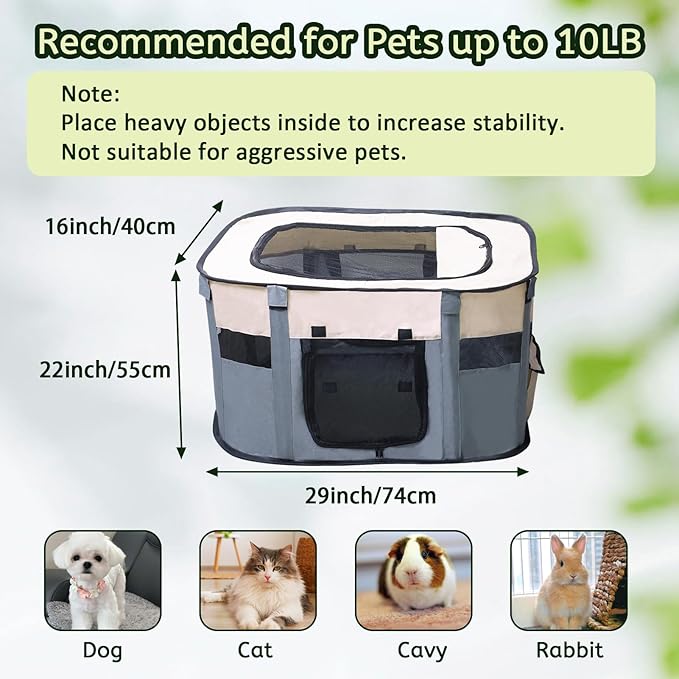 Dog Playpen Portable Cat Dog Playpen for Indoor & Outdoor Foldable Kennel Tent Crate,Water-Resistant Breathable Shade Cover, Dog Crate for Small Animals with Carrying Case