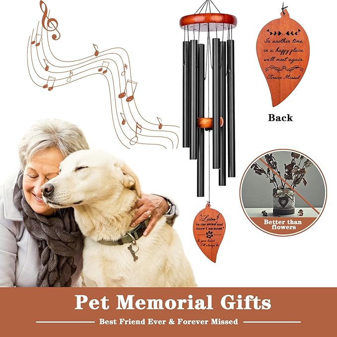 Pet Loss Gifts, 28'' Dog Memorial Wind Chimes, Loss of Dog Sympathy Gift, Pet Loss Passing Away Remembrance Bereavement Gift