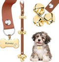 Leather Dog Bells, Puppy Potty Training Bell Dog Doorbell Potty Train Dog Bell for Potty Training Door Bells for Dogs to Ring to Go Outside Jingle Bells (Leather Brown, Bone New 1 PCS)