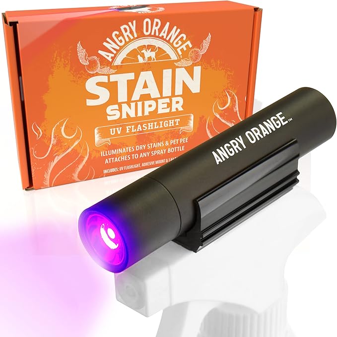 Angry Orange UV Flashlight - Portable LED Black Light for Pet Urine Detection, Dog/Cat Urine Detector for Dry Stains and Bed Bug, Matching with Pet Odor Eliminator