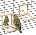 2Pcs Bird Mirror Parakeet Mirror Perch Stand Wooden Swing Mirror Toy Cage Accessories for Parrots Budgies Parakeets Cockatiels Lovebirds Finches