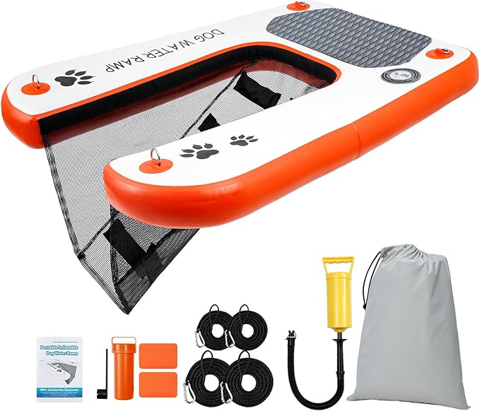SnaglePaw Dog Boat Pool Ladder, Float Dog Water Ramp for Pool & Dock, High Stability & Nonslip Steps, Supports 150Lbs Dogs