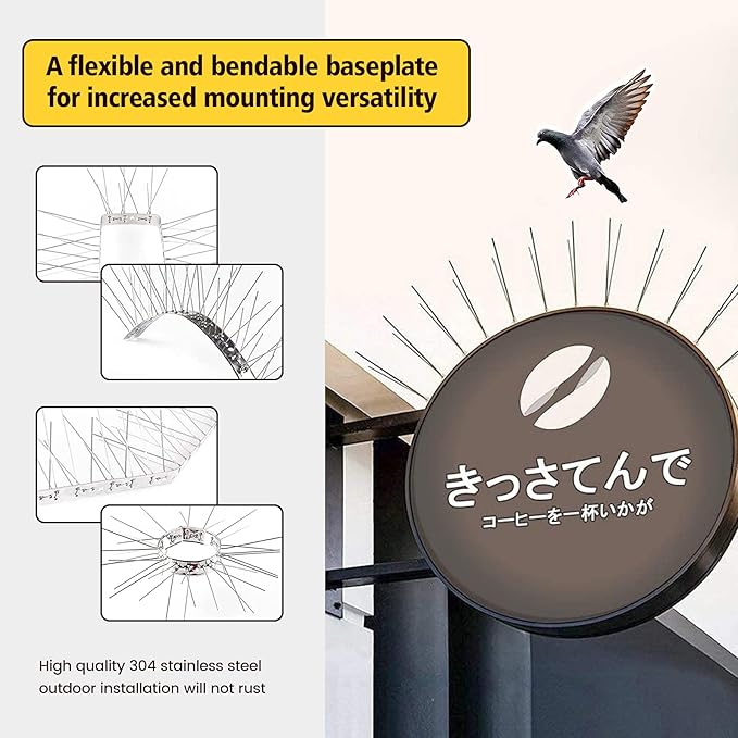 KKY 12 Pack Bird Spikes-13 inch Anti-Bird Nails Repellent Metal for Pigeon and Other Small Birds(12.9 Feet)
