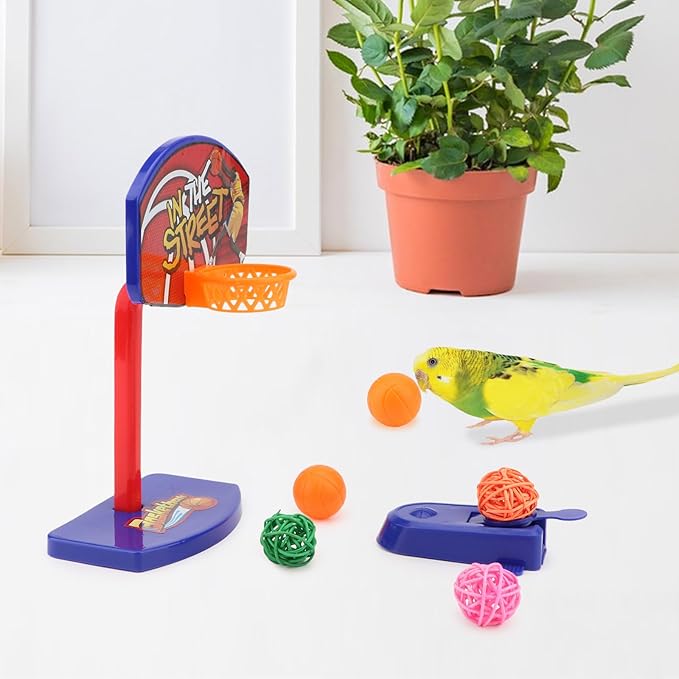 Hypeety Bird Intellective Mini Basketball Rack Training Toy for Budgies Parakeet Parrot Cockatiels Conures Small and Medium Birds