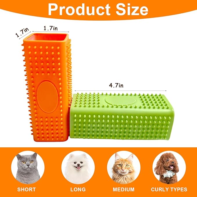 2pcs Pet Hair Remover, Dog Cat Block Roller Cleaner, Car Carpet Cleaner Brush for Small Animals, Pet Hair Removal Tool for Interior, Furniture, Sofa, Car Seat (Blue+Green)