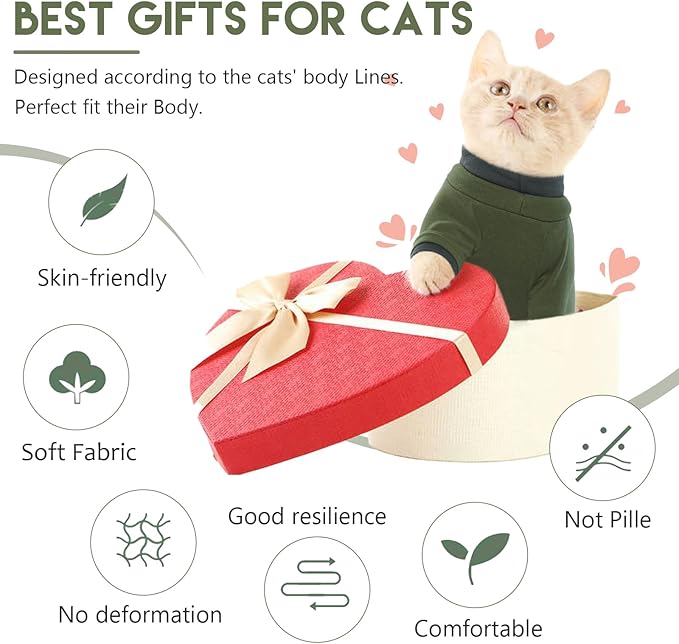 Sticky Cat Clothes Stretchy, Sphynx Hairless Sweater & Pajamas for Cats only, Soft Cat Onesie for Cats After Surgery Female Male & Hair Loss Prevention, Green XL
