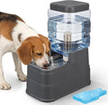 Automatic Dog Water Dispenser Gravity Stainless Steel Water Feeder Cat Waterer Feeder with Wide Mouth Bowl for Small Medium Dog Puppy Kitten (Filter &Ice Pack Included) 1.6Gallon Gray