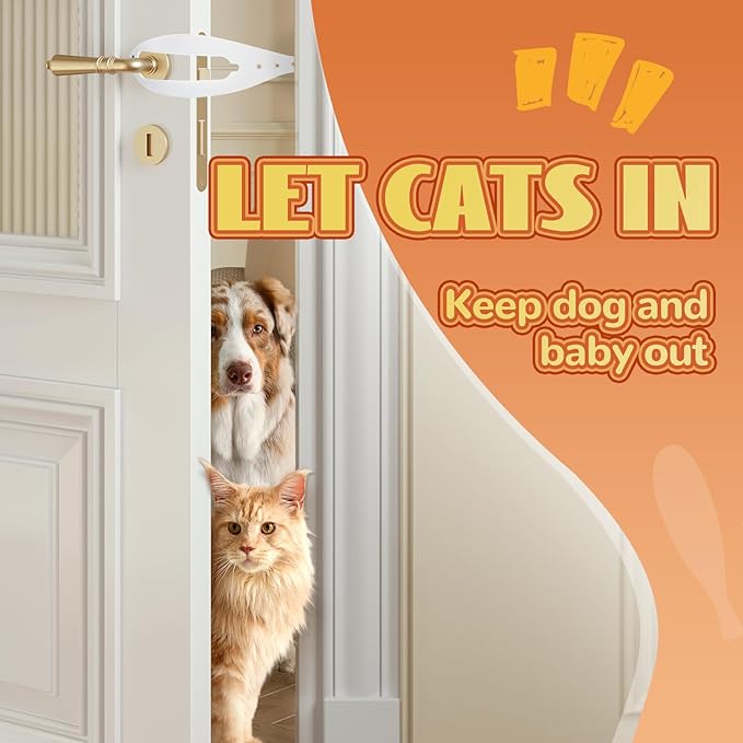 TGIOW Cat Door Latch, 4 Pcs Cat Door Stopper Pet Door Latch to Keep Dog Out of Litter Box and Food, Door Prop for Cat with 5 Adjustable Size Strap 2.5-6" Wide, No Measuring, Easy to Install