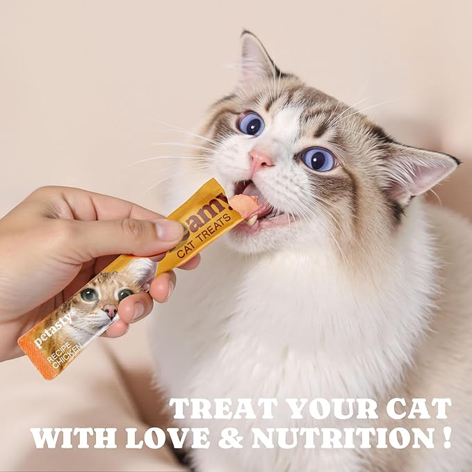 Lickable Cat Treats, High Moisture Hydrating Creamy Puree Squeeze Tubes, Tuna & Chicken, 20 Tubes 0.5oz, Grain-Free, Omega Oils & Vitamin E, Skin&Coat Health, Digestive and Immune Support