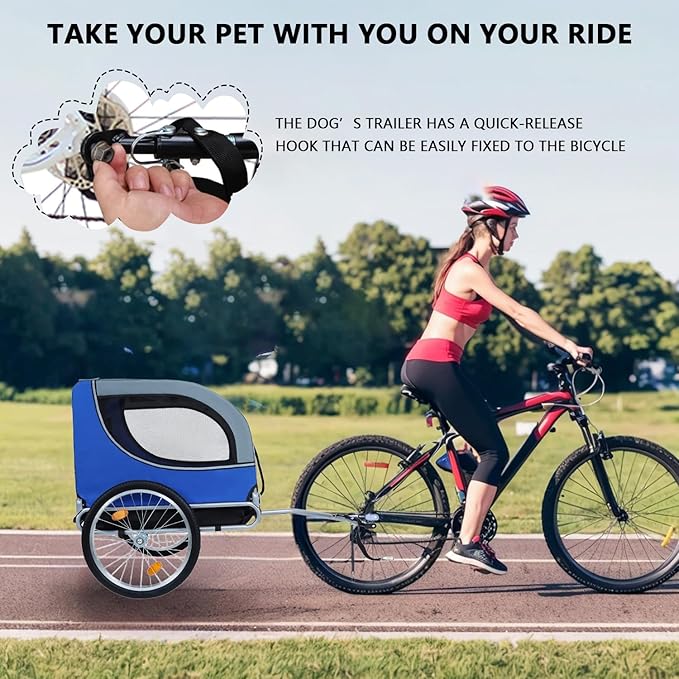 Large Dog Bike Trailer with 18.9" Wheels - 120LB Capacity Dog Trailer for Bike, Foldable Pet Bike Trailer for All-Terrain Cycling, Jogging & Camping