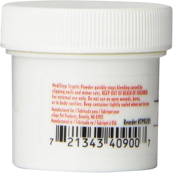 Top Performance MediStyp Pet Styptic Powder with Benzocaine – Stops Pain, Stops Bleeding From Minor Cuts, 1/2-Ounce Size