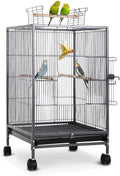 Bird Cage 35 Inch Wrought Iron Birdcages Play Top Flight King Bird Cage for Parakeets Cockatiels Parrot Green Cheek Conures Pigeons Lovebird with Rolling Stand