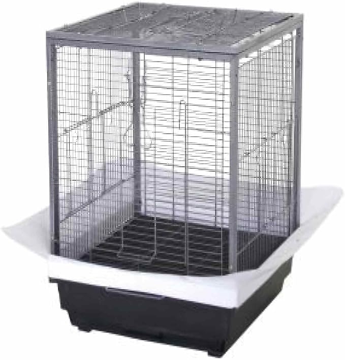 Spacious Metal Bird Cage with Pull-Out Tray, Carry Handles, Transparent Cups, Wooden Perches, Easy to Clean Bird Cage for Parakeets, Canaries, Cockatiels, Lovebirds, Conures, Budgies, 45x45x60cm