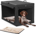 PETSFIT Portable Dog Crate for Large Dogs, – 40" Soft Dog Travel Crates with Lockable Zippers & Thicken Mat, Adjustable Patented Spiral Steel Frame, Collapsible Kennel for Indoor & Outdoor