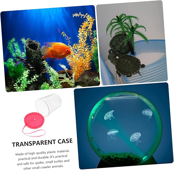1pc Box Turtle Tank Mini Spider Habitat Pet Acrylic Nature Exploration Cage Mini Fish Fedding Cup Transparent Cup Reptile Pet Feeding Container Transport Vehicle Betta Fish Plastic